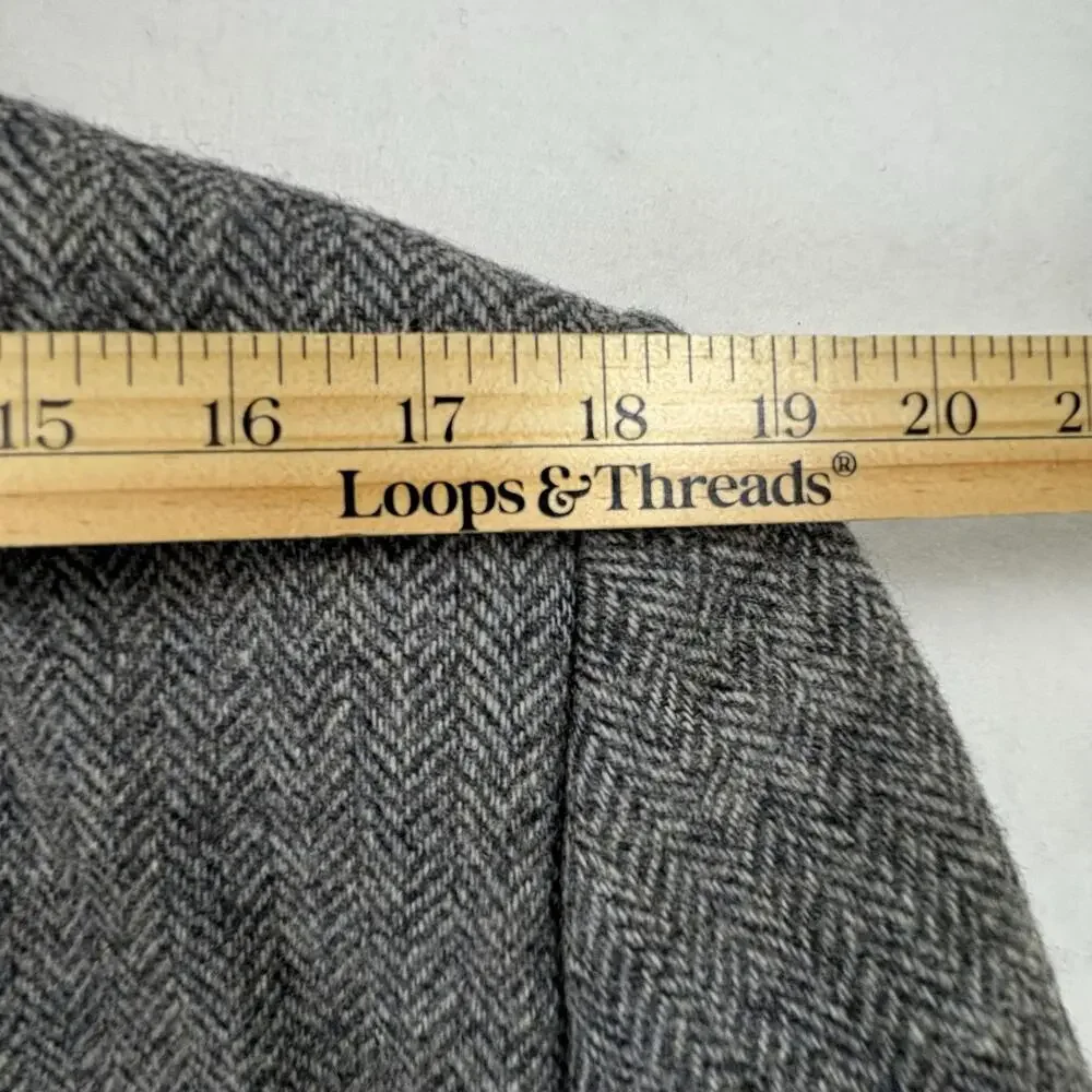 Vintage Christian Dior Sport Coat Blazer Mens 44 Gray Herringbone Wool Tweed